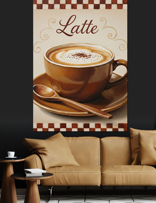 Köpüklü Latte Kahve Fincanı Dekoratif Kanvas - Mdf Ahşap Tablo