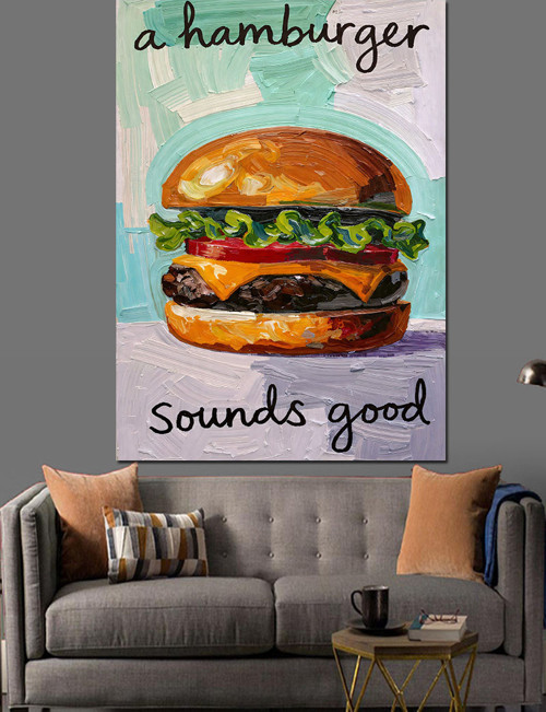Hamburger Sounds Good Posteri Dekoratif Kanvas - Mdf Ahşap Tablo