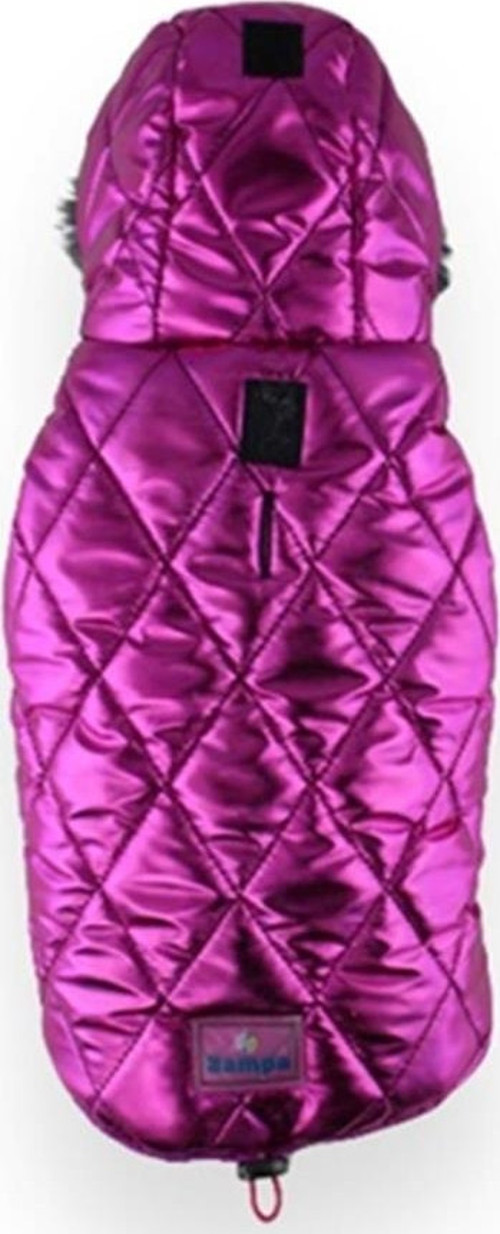 Shiny Kapüşonlu Mont Fuşya