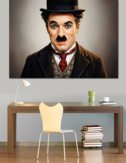 Charlie Chaplin Ünlü Portre Dekoratif Kanvas - Mdf Ahşap Tablo