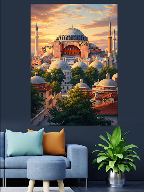 Ayasofya Camii Şehir Manzarası Dekoratif Kanvas - Mdf Ahşap Tablo