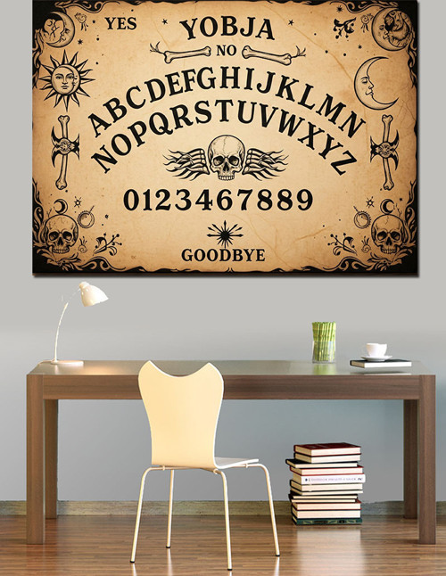 Ouija Cadı Tahtası İllüstrasyonu Dekoratif Kanvas - Mdf Ahşap Tablo