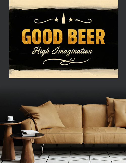 "Good Beer" Yazısı İllüstrasyon Dekoratif Kanvas - Mdf Ahşap Tablo