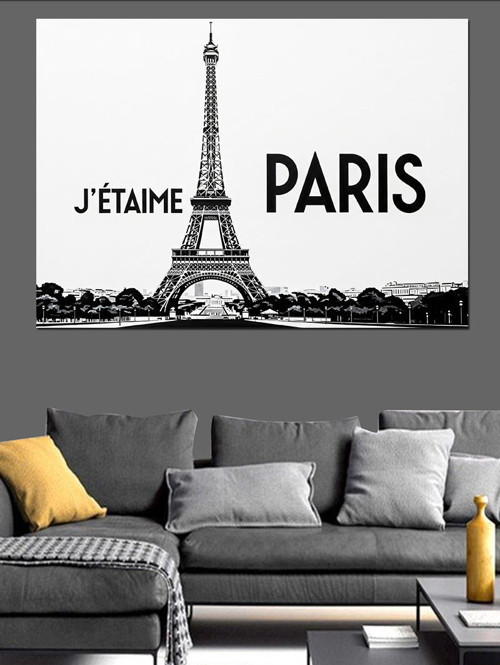 Siyah Beyaz Paris Eyfel Dekoratif Kanvas - Mdf Ahşap Tablo