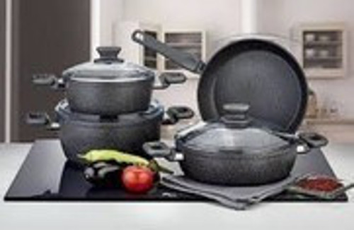 Granit Tencere Seti 7 Parça Defne Gri