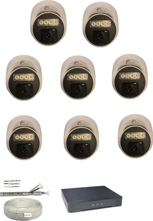 8 Lİ 2 MP SESLİ AHD WARMLED GÜVENLİK KAMERA SETİ