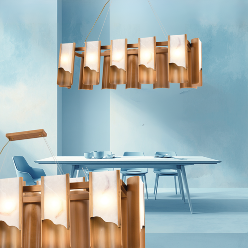 Marmo Tubo Modern Tasarım Mermerli Salon Avizesi Yemek Masa Üzeri Sarkıt 12'li 60cm