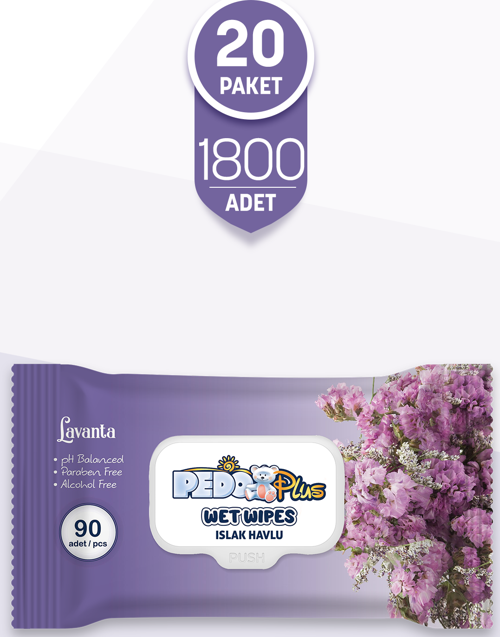 Lavanta Kokulu Islak Mendil 90'lı 20 Paket