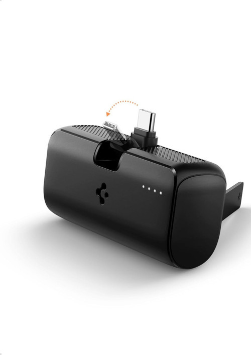 5000 mAh Ultra Mini 22.5W USB-C Giriş / Çıkış Hızlı Şarj 2 Portlu Tak-Çalıştır Standlı Powerbank / Entegre Type-C Portlu Stand Özellikli Taşınabilir Şarj Cihazı EA2205 Black - ABA09022