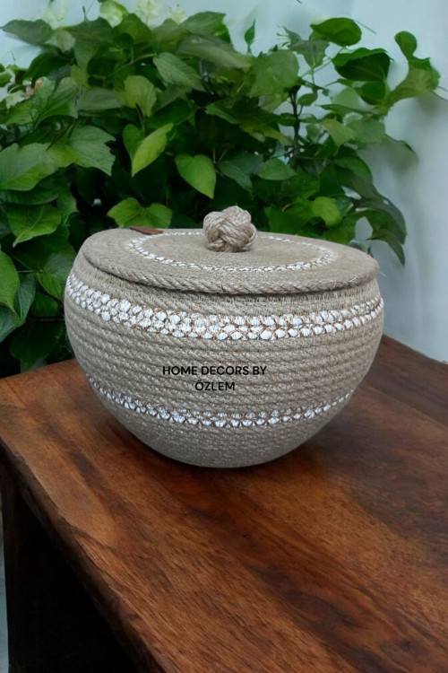 Kapaklı hasır sepet dekoratif sepet organizer saklama kutusu düzenleyici handmade