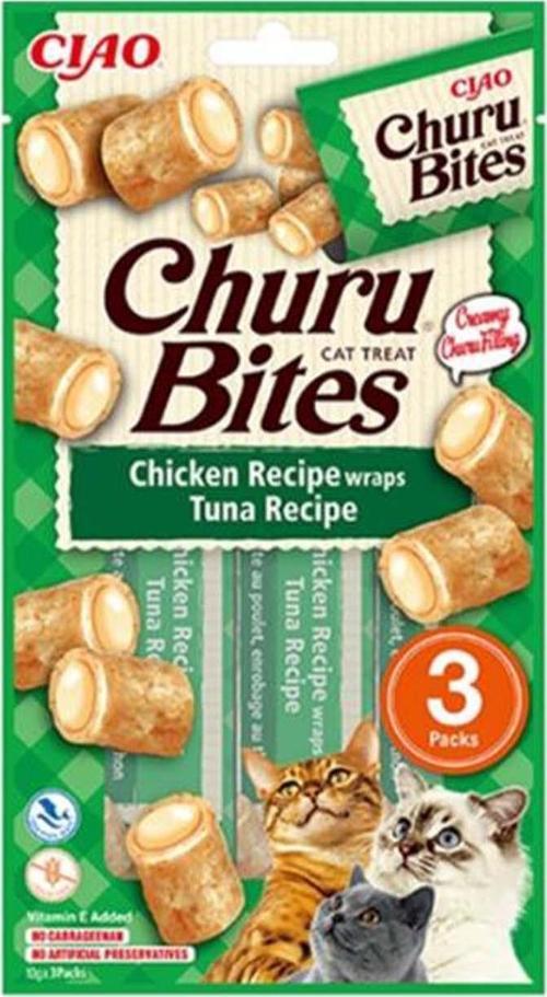 Churu Bites Tavuk Sargılı ve Ton Balıklı Kedi Ödül Kreması 3x10 Gr