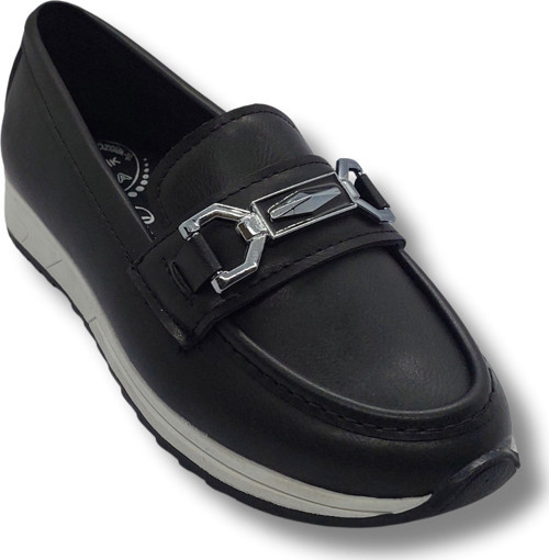 Kadın Siyah Taşlı Tokalı Comfort Loafer Ayakkabı, Rahat Taban, Düz Kadın Babet Ayakkabı tarzkldüztas1