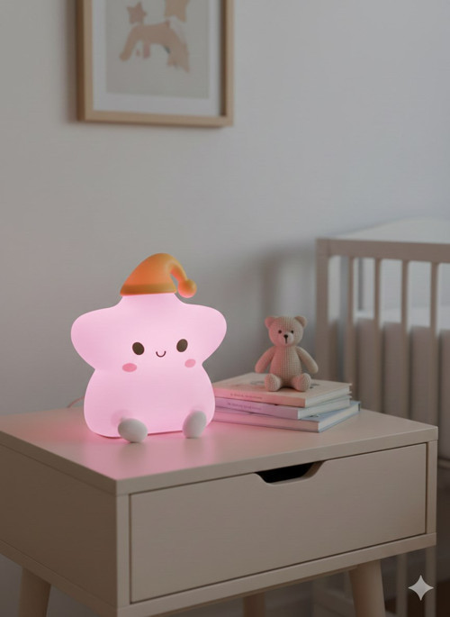 Dekoratif Aydınlatma Sevimli Yıldız Silikon Renk Değiştiren LED USBli Çocuk Odası Gece Masa Lambası
