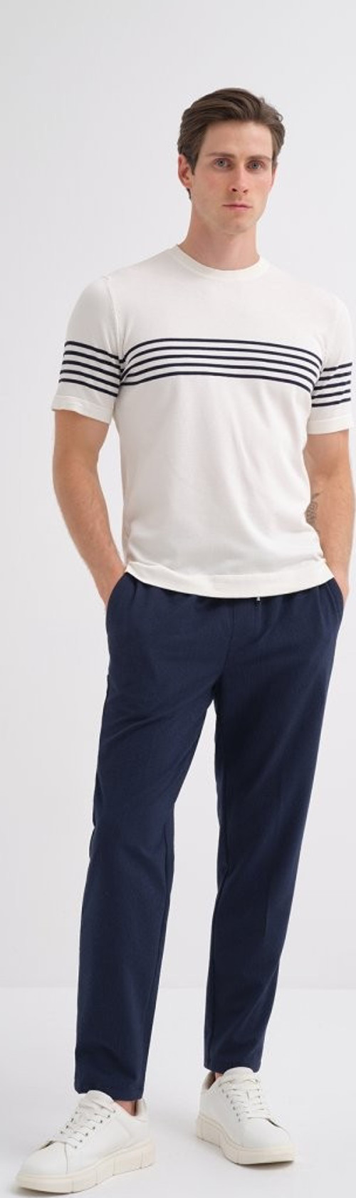 Erkek Bisiklet Yaka Triko Tshirt 30400 Ekru