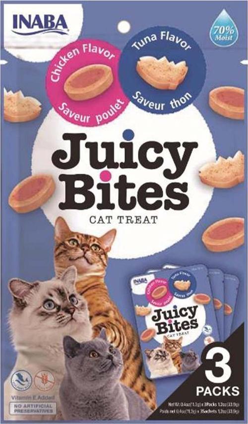 Juicy Bites Tavuklu ve Tuna Balıklı Kedi Ödül Maması 3 Paketli