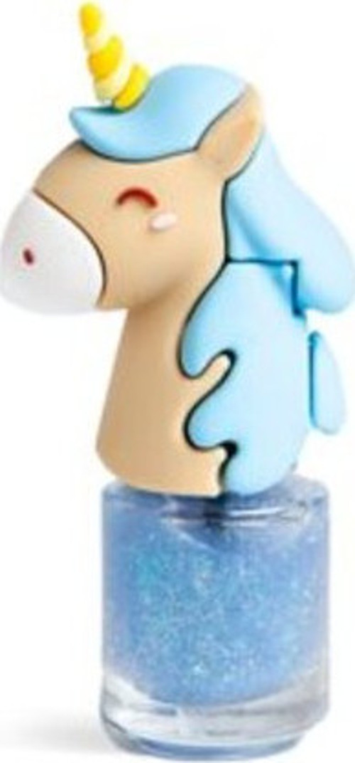 Unicorn Kız Çocuk Unicorn Figürlü Pırıltılı Mavi Su Bazlı Oje