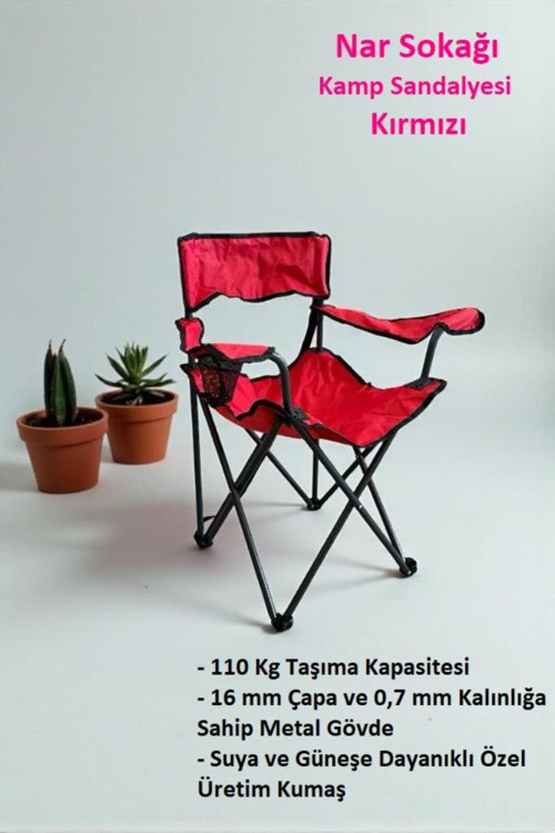 Kamp Sandalyesi Piknik, Plaj, Bahçe ve Balkon Sandalyesi Kırmızı