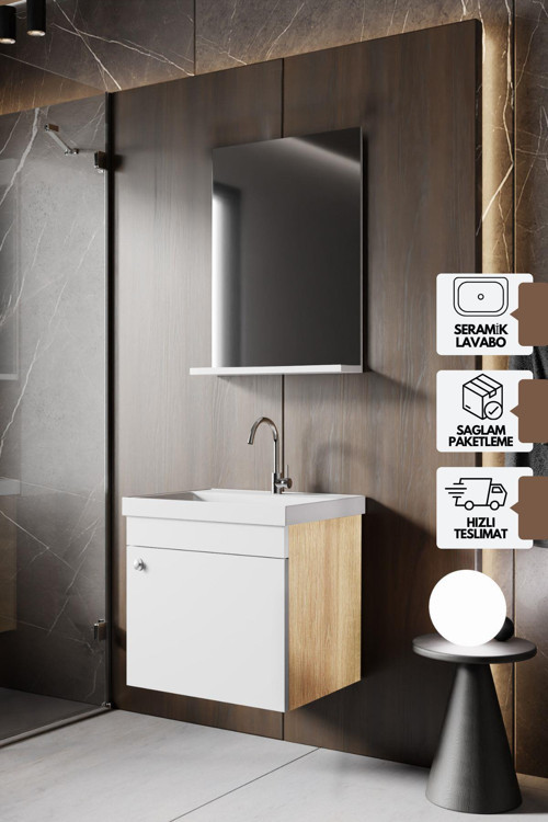 Milano 50 cm Lavabolu Banyo Dolabı Seti