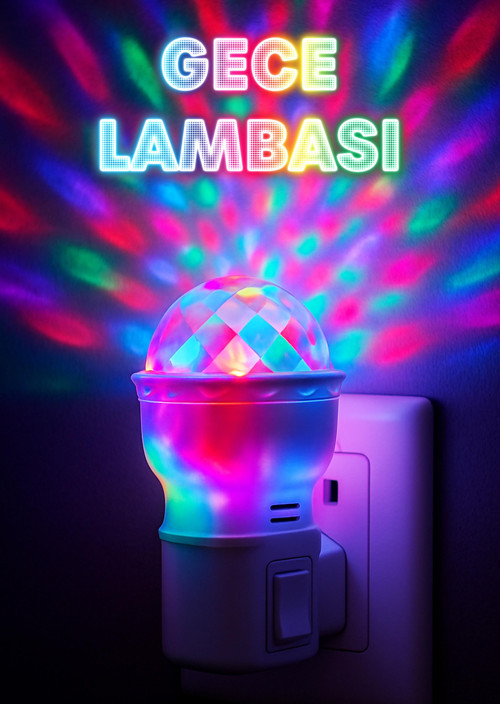 RGB Hareketli Işık Gece Lambası Dome Tip ON/OFF Tuşlu Koridor Uyuma Işığı Renkli Işık Beyaz ES621