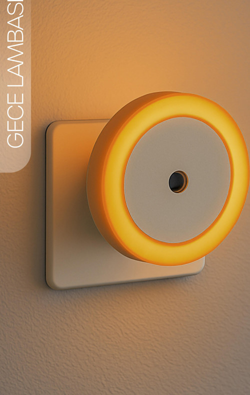 Yuvarlak Otomatik Gece Lambası Işığa Duyarlı Karanlık LDR Sensörlü Koridor Turuncu GC01