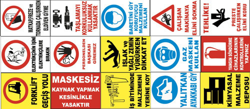 Atölye Fabrika İşyeri PVC İş Güvenliği Uyarı Levhası -15 Adet Paket 18