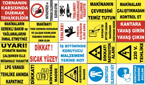 Atölye Fabrika İşyeri PVC İş Güvenliği Uyarı Levhası -20 Adet Paket 14