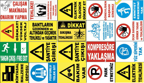 Atölye Fabrika İşyeri PVC İş Güvenliği Uyarı Levhası -20 Adet Paket 22