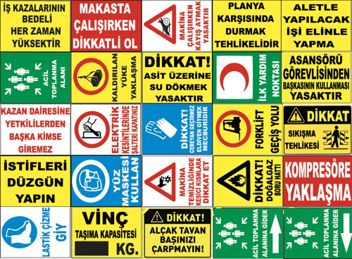 Atölye Fabrika İşyeri PVC İş Güvenliği Uyarı Levhası -25 Adet Paket 11