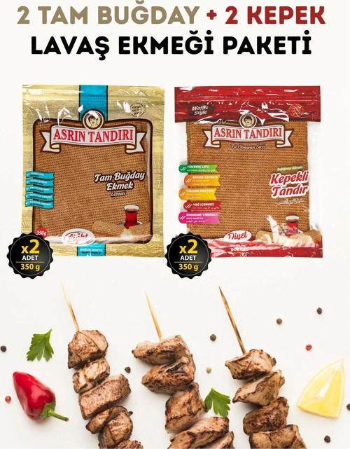 40 Adet Lavaş 4 Paket ( 2 Paket Ekşi Mayalı Tam Buğday + 2 Paket Ekşi Mayalı Kepekli ) 4 x 350 gr