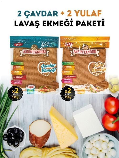 40 Adet Lavaş 4 Paket ( 2 Paket Ekşi Mayalı Çavdar + 2 Paket Ekşi Mayalı Yulaf ) 4 x 350 gr