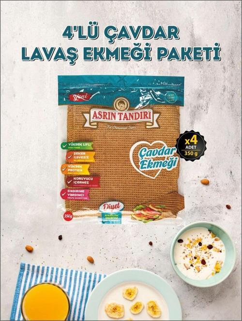 40 Adet Lavaş 4 Paket Ekşi Mayalı Çavdar Lavaş Ekmeği ( Diyabetik Ekmek ) ( 1 Paket 350  gr ) 4 x 350  gr