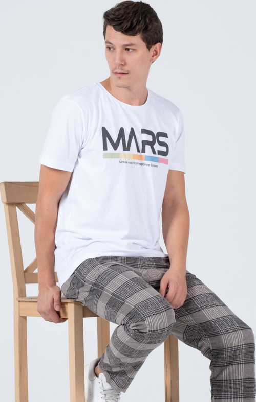 Mars Baskılı Bisiklet Yaka Rahat Reguler Kalıp Erkek Tişört