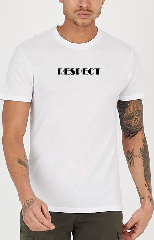 Respect Slogan Baskılı Bisiklet Yaka Erkek Tişört