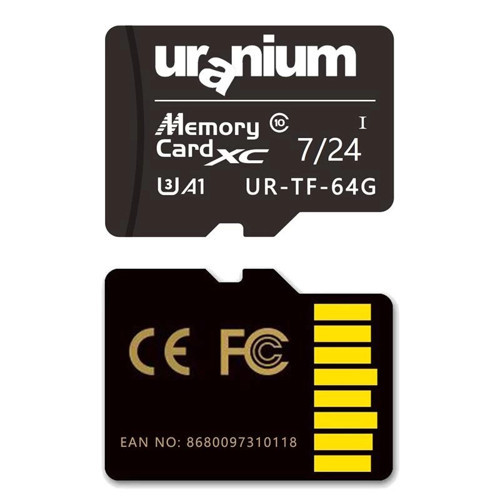 64gb Uranıum Ur-tf-64g Mıcro Sd Card U3 7/24 Surveıllance 100/40mbs Industrıal Hafıza Kartı (3 Yıl G