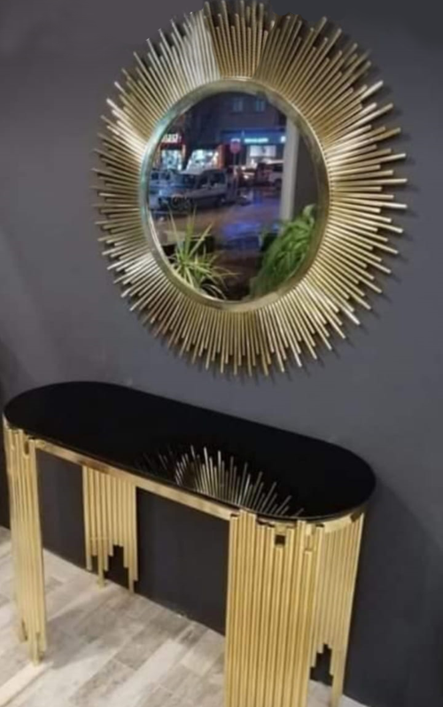 Dresuar17412 NİCE GÜNEŞ Model Metal Gold Renk Kaplama Yuvarlak Güneş Ayna El Yapı