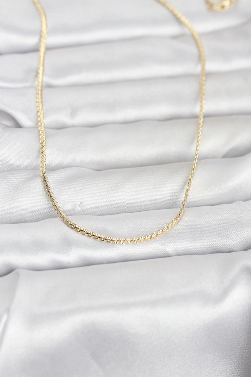 CM 14K Gold Renk Yassı Zincir Model 60 cm Kadın Kolye