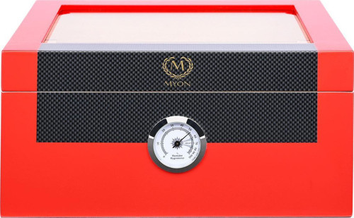 Myon Camlı Sedir Humidor Puro Kutusu Lake Kırmızı 60's