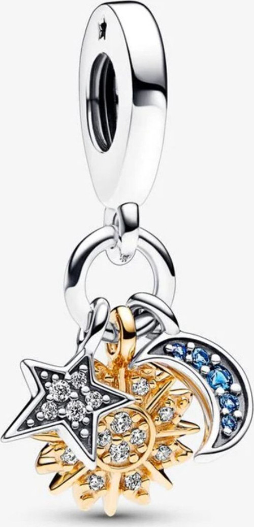 Gökyüzü Üçlü Güneş Ay Yıldız S925 Gümüşsallantılı Charm