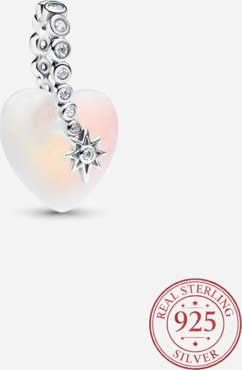 S925 Kayan Yıldız Ve Kalp Sallantılı Charm