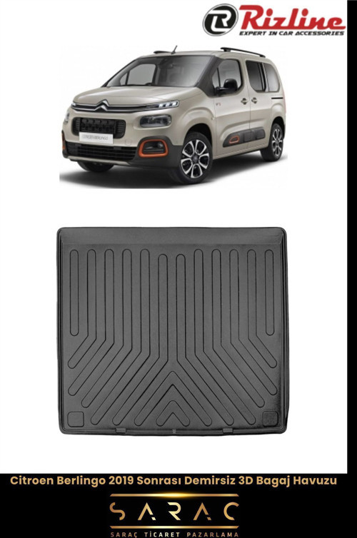 Citroen Berlingo 2022 Model Demirsiz 3D Bagaj Havuzu