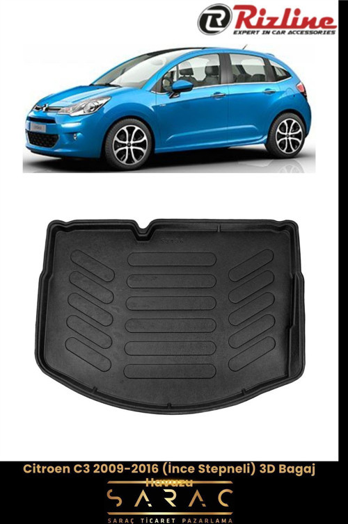 Citroen C3 2010 Model Ince Stepneli 3D Bagaj Havuzu
