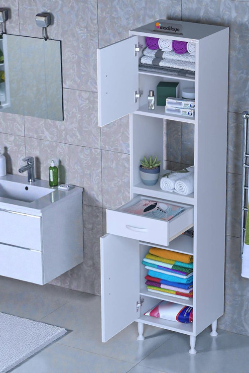 Vero 5 Bölmeli 35 cm Genişlikte Dolap Çok Amaçlı Kullanım Banyo Dolapı 35x173x32,5 cm Dolap