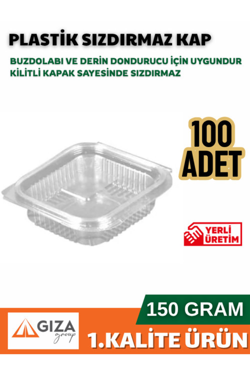 Plastik Sızdırmaz Kap 150 Gr Cc Kullan At Tek Kullanımlık Plastik Kapaklı Kase 100 Adet