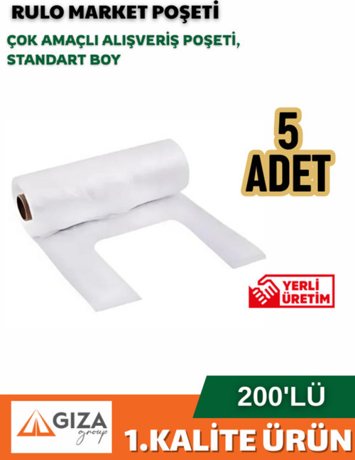 5 Adet Orta Boy Rulo Market Manav Poşeti 200 Adet Şeffaf Renk Meyve Sebze Poşeti