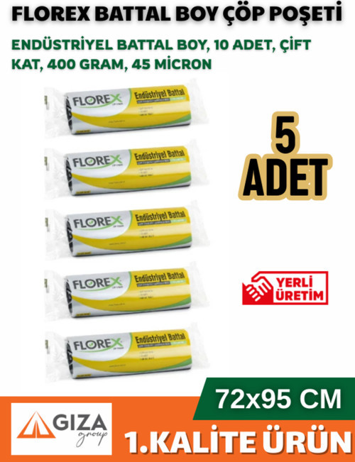 Endüstriyel Battal Boy Çöp Torbası 72x95 Cm 10'lu Rulo Siyah 5 Rulo (50 Adet)