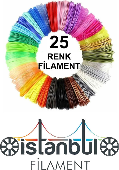 PLA 3D Kalem Yazıcı için 25 Renk 100 Metre (25x4 metre) PLA Filament