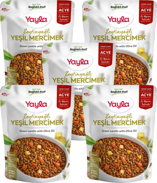 Yemek Hazır Zeytinyağlı Yeşil Mercimek 250 gr x5