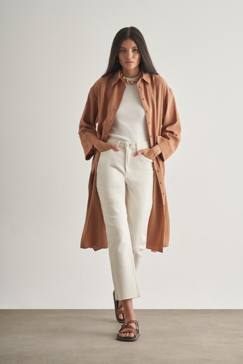 Taba Modal Karışımlı Camel Uzun Tunik
