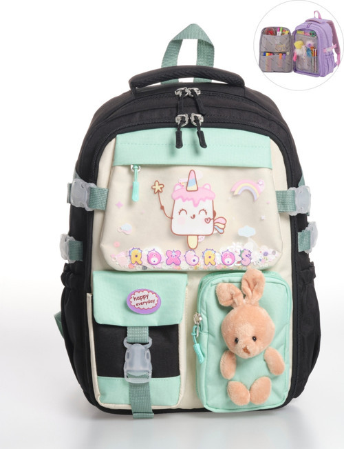 Kore Kawaii Tarzı Dondurma Desenli Çok Bölmeli Ilkokul Sırt Çantası, Kız Çocuk Okul Çantası