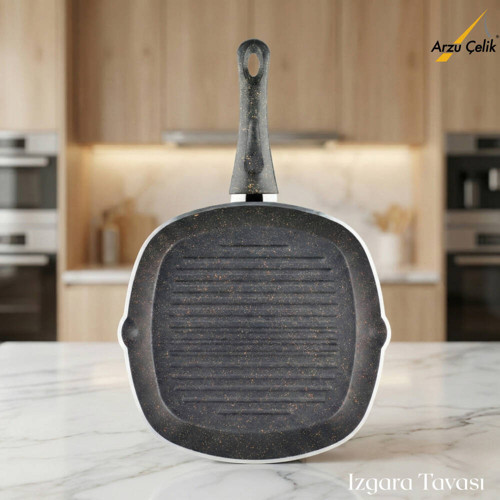 28 Cm Granit Izgara Tavası - Siyah